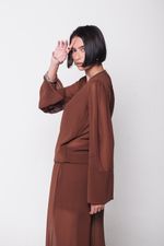Blusa Amarração Manga Ampla Marrom