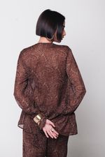 Bata Manga Longa Ampla Paisley Vermelha