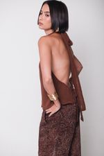 Blusa Frente Única Marrom 