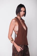 Blusa Frente Única Marrom 