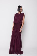 Vestido Com Pala Berinjela