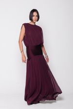 Vestido Com Pala Berinjela