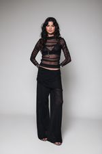 Blusa Drapeada de Tule Preta