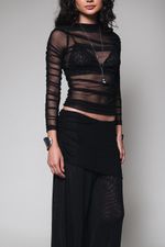 Blusa Drapeada de Tule Preta