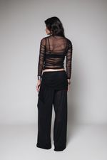 Blusa Drapeada de Tule Preta