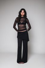 Blusa Drapeada de Tule Preta