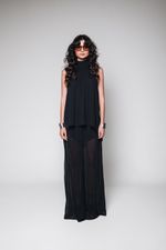 Calça Pantalona Chiffon Plissado Preto