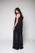 Calça Pantalona Chiffon Plissado Preto