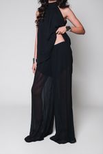 Calça Pantalona Chiffon Plissado Preto