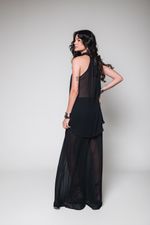 Calça Pantalona Chiffon Plissado Preto