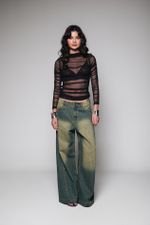 Calça Jeans Wide Leg Esverdeada 