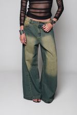 Calça Jeans Wide Leg Esverdeada 