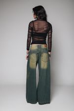 Calça Jeans Wide Leg Esverdeada 