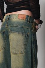Calça Jeans Wide Leg Esverdeada 