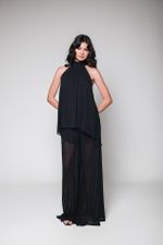 Blusa Chiffon Plissado Preto