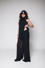 Blusa Chiffon Plissado Preto