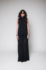 Blusa Chiffon Plissado Preto