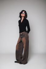 Calça Jeans Lavagem Marrom