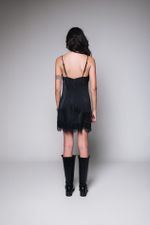 Vestido de Cetim com Renda Preto