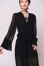 Blusa Amarração Manga Ampla Preta