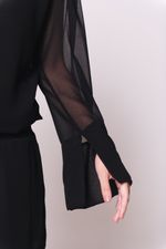 Blusa Amarração Manga Ampla Preta