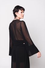 Blusa Amarração Manga Ampla Preta