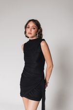 Vestido Drapeado Curto Preto