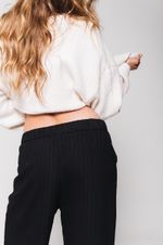Calça Pregas Reta Preta