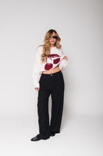 Calça Pregas Reta Preta