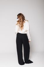 Calça Pregas Reta Preta