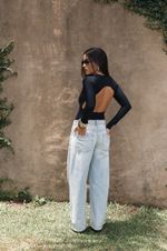 Body Manga Longa Costas Abertas Preto