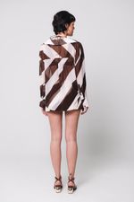 Mini Short Listrado Marrom 