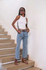 Calça Jeans Cropped Azul Médio 