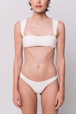 Conjunto de Biquíni Texturizado Alça Larga Off White