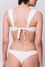 Conjunto de Biquíni Texturizado Alça Larga Off White