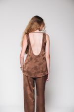 Conjunto de Cetim Jacquard Marrom 