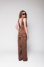 Conjunto de Cetim Jacquard Marrom 