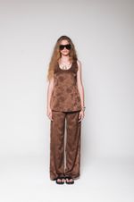Conjunto de Cetim Jacquard Marrom 