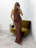 Vestido Frente Única Marrom