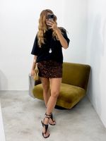 Mini Saia de Paetê Marrom