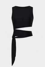 Blusa Recortes Amarração Preta 