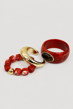 Trio de Braceletes Resina Vermelho