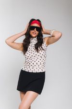 Blusa Drapeada de Tule Estampada Poá