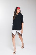 Saia Assimétrica de Cetim Com Renda Off White