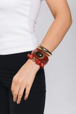 Trio de Braceletes Resina Vermelho