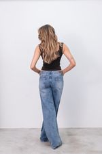 Calça Jeans Cintura Baixa Azul Média