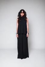 Calça Pantalona Chiffon Plissado Preto