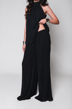 Calça Pantalona Chiffon Plissado Preto