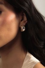 Brinco Quadrado Strass Dourado