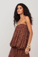 Vestido Balonê Renda Marrom 